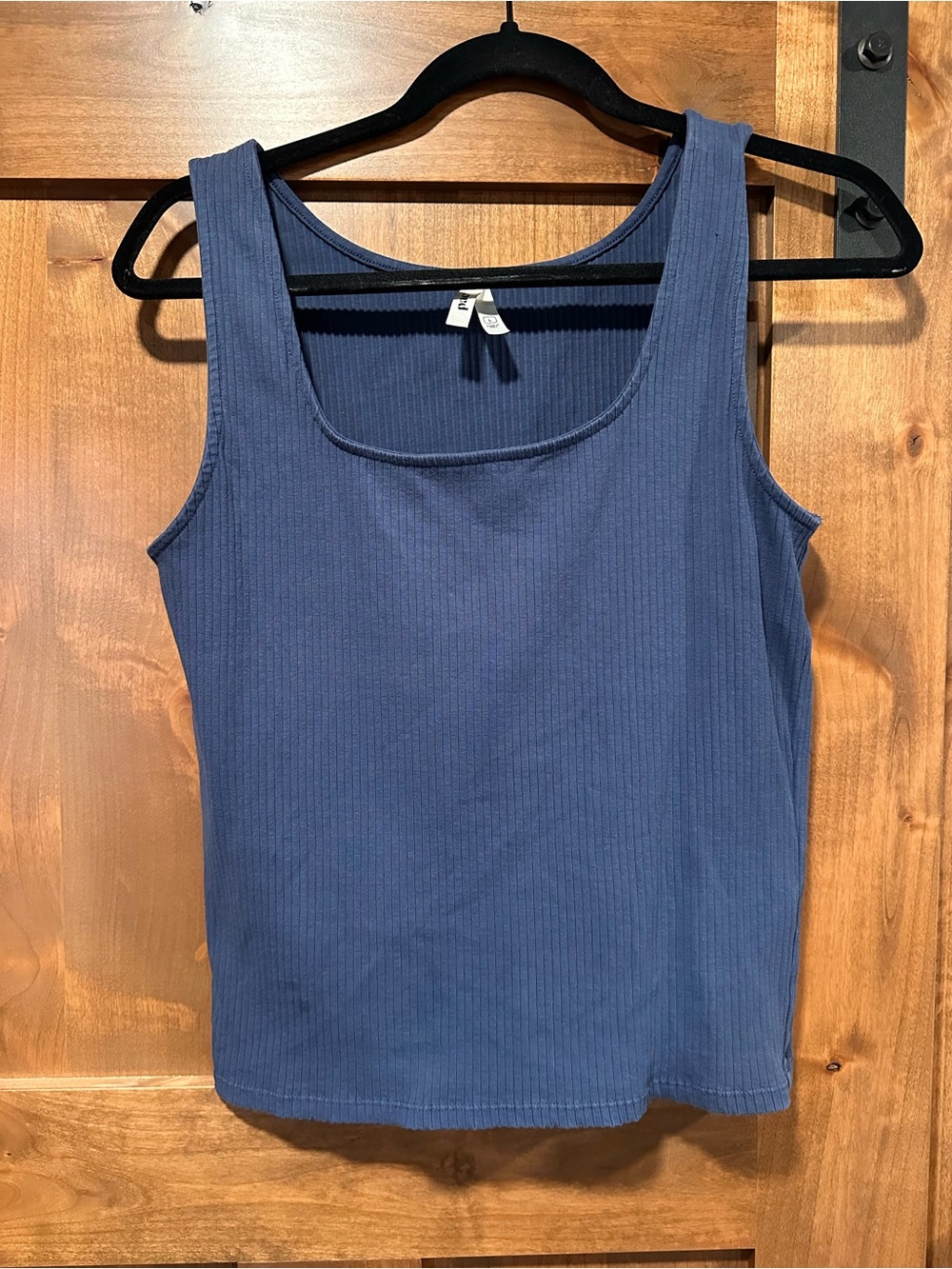 PACT Ribbed Square Neck Tank Top L Blue